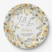 Verliefd raken boho bloemrijke herfst chic bruidsm papieren bordje (Voorkant)