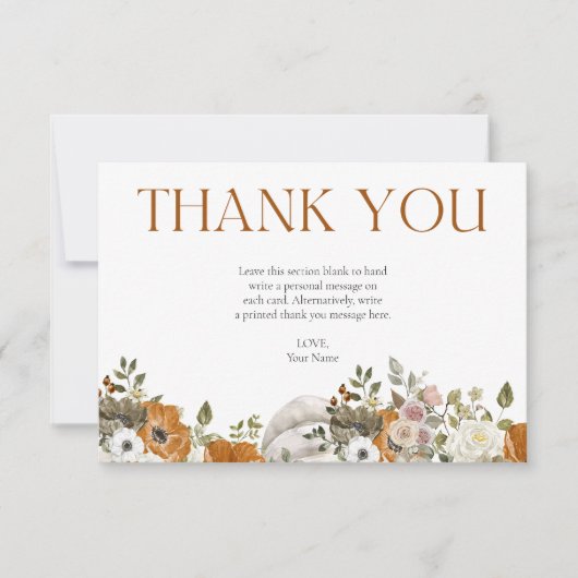 Verliefd raken Boho Sinaasappel Bloemige Bruidsfee Bedankkaart (Voorkant)