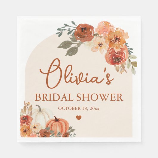 Verliefd raken Boho Terracotta Pompoen Bruidsmeisj Servet (Voorkant)
