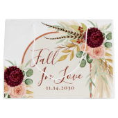 Verliefd raken Bourgogne Bloemige Bruiloft Bruidsd Groot Cadeauzakje (Voorkant)