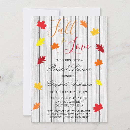 Verliefd Raken Bruidsmeisjesfeest Herfstbladeren Kaart (Voorkant)