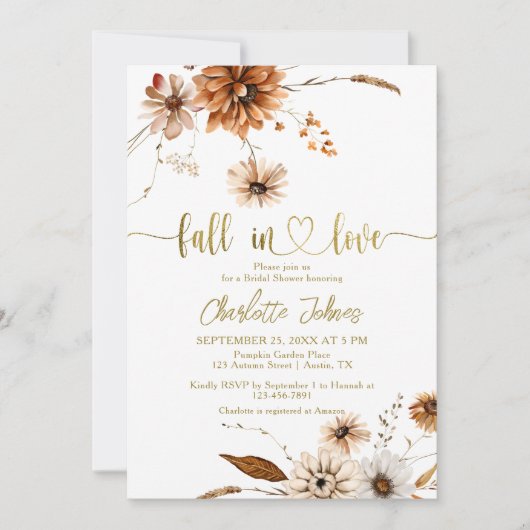 Verliefd raken Gouden Crème Terracotta Bruidsdouch Kaart (Voorkant)