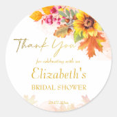 Verliefd raken herfstloof bruids douche uitnodigin ronde sticker (Voorkant)