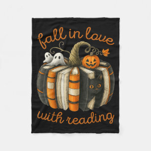Verliefd Raken Op Het Lezen Van Halloween Boek Pom Fleece Deken
