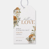 Verliefd Rieten Bloemige Oranje Bruidsdouche Cadeaulabel (Achterkant)