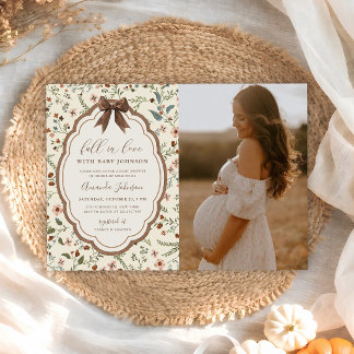 Verliefd Roestieke Bloemachtige Baby Shower Foto Kaart