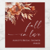 Verliefd Roodbruine Roestbruine Bloemige Bruilofts Wijn Etiket (Enkel label)