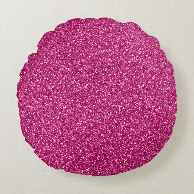 Verliefd Roze Glitters Rond Kussen (Voorkant)