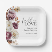 Verliefd Roze Herfst Bruidsfeest Papieren Bordje (Voorkant)