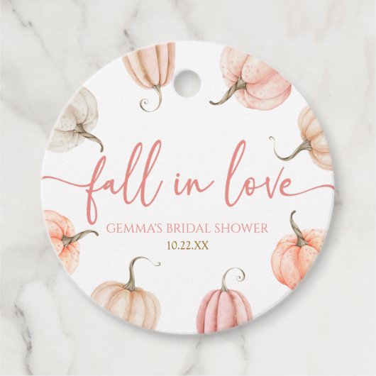 Verliefd Roze Pompoen Bruiloft Bedankjes Labels (Voorkant)