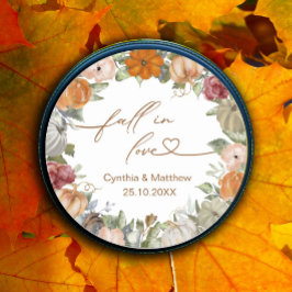 Verliefd Rustieke Herfst Bloemen en Pompoen Ronde Sticker