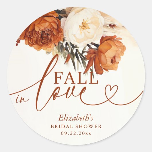 Verliefd Terracotta Pampas Boho Bruiloftsfeest Ronde Sticker (Voorkant)