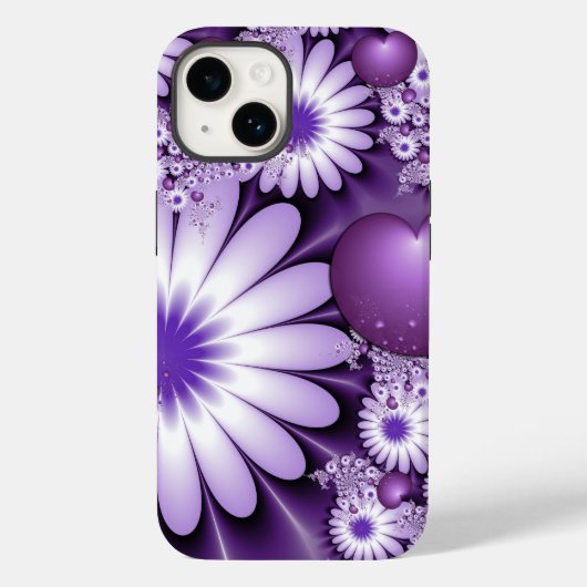 Verliefd worden Abstracte Bloemen & Harten Fractal Case-Mate iPhone Case (Achterkant)