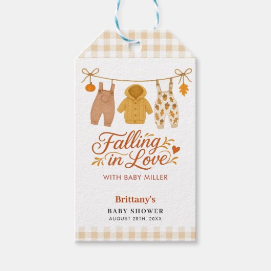 Verliefd worden Autumn Baby Clothes Baby shower Cadeaulabel (Voorkant)