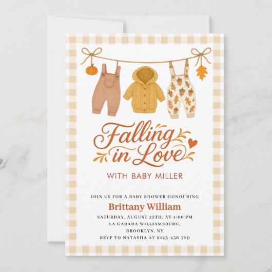 Verliefd worden Autumn Baby Clothes Baby shower Kaart (Voorkant)