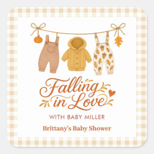Verliefd worden Autumn Baby Clothes Baby shower Vierkante Sticker