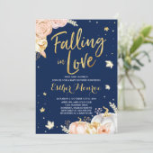 Verliefd worden Baby shower Invitation Pink Gold Kaart (Staand voorkant)