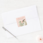 Verliefd worden Baby shower Pompoen Bloem Roze Vierkante Sticker (Envelop)