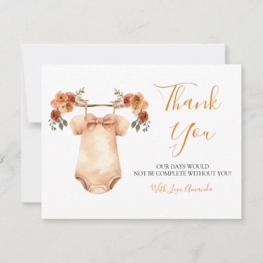 Verliefd worden Bloemen Babykleding Baby shower Bedankkaart (Voorkant)