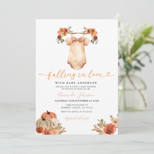 Verliefd worden Bloemen Babykleding Baby shower Kaart (Staand voorkant)