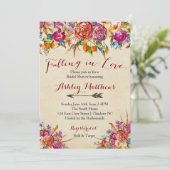 Verliefd worden Bloemen Bruids Douche Uitnodiging, Kaart (Staand voorkant)