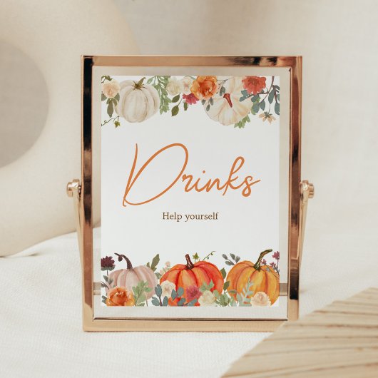 verliefd worden bloemenpompoen Drink Baby shower Poster