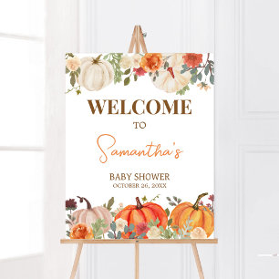 verliefd worden bloemenpompoen welkom Baby shower Poster