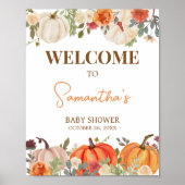 verliefd worden bloemenpompoen welkom Baby shower Poster (Voorkant)