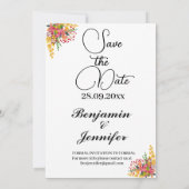 Verliefd worden Bloemige herfst bruiloft foto Save The Date (Achterkant)