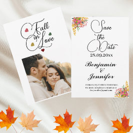 Verliefd worden Bloemige herfst bruiloft foto Save The Date