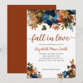 Verliefd worden bloemige Navy Blauwe Bruine Bruilo Kaart (Voorkant / Achterkant)