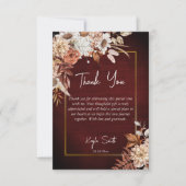 Verliefd worden boho gedroogde bruine rozen bruids bedankkaart (Voorkant)