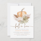 Verliefd Worden | Boho Pampas & Pompoen Bruidsfees Kaart (Voorkant)