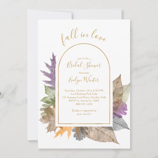 Verliefd worden Bruidsfeest met herfstbladeren Kaart (Voorkant)