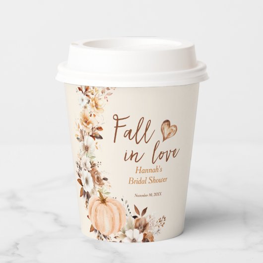 Verliefd worden Bruidsfeestje met Pompoen Thema Papieren Bekers (Achterkant)
