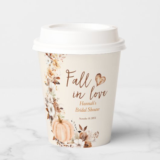 Verliefd worden Bruidsfeestje met Pompoen Thema Papieren Bekers (Voorkant)