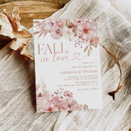 Verliefd Worden Bruiloft Herfst Bloemen Pompoen Kaart