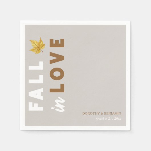 Verliefd worden: Custom Script Fall Wedding Servet (Voorkant)