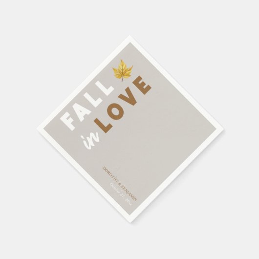 Verliefd worden: Custom Script Fall Wedding Servet (Hoek)