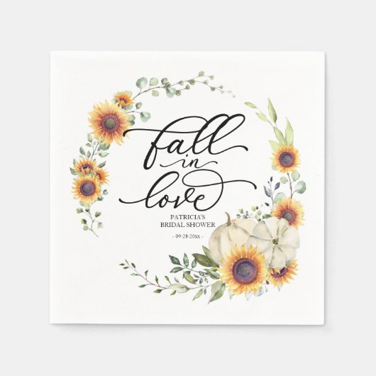 Verliefd worden groen zonnebloemen bruidsfeestje servet (Voorkant)