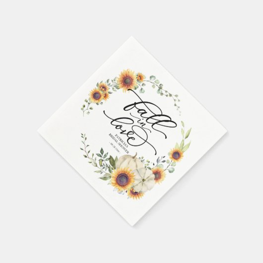 Verliefd worden groen zonnebloemen bruidsfeestje servet (Hoek)