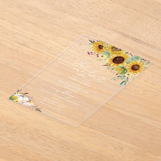 Verliefd worden Groene planten Zonnebloemen Bruilo Acryl Uitnodigingen (Laagn)