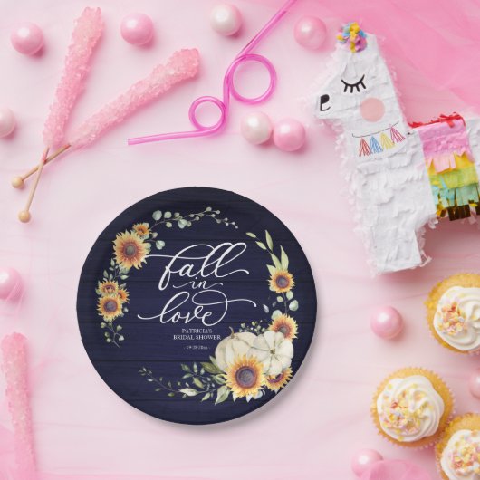 Verliefd worden groene zonnebloemen bruidsfeest  papieren bordje (Feest)