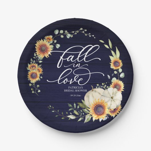 Verliefd worden groene zonnebloemen bruidsfeest  papieren bordje (Voorkant)