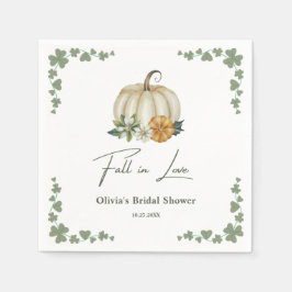 Verliefd worden Herenfst groen blad Pompoen Bruids Servet