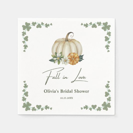 Verliefd worden Herenfst groen blad Pompoen Bruids Servet (Voorkant)