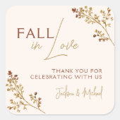 Verliefd Worden Herfst Kleuren Neutrale Trouw Brui Vierkante Sticker (Voorkant)