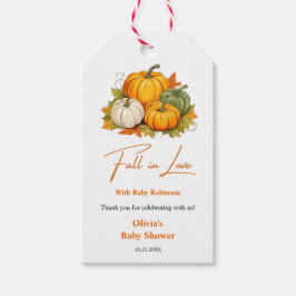 Verliefd worden Herfst Landelijke Pompoen Baby Sho Cadeaulabel