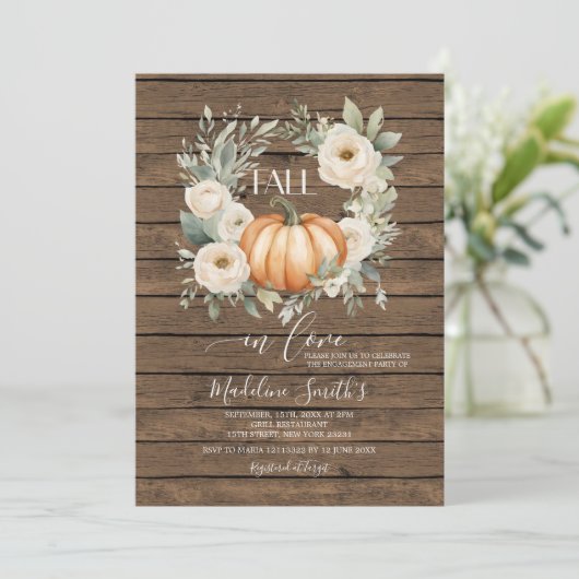 Verliefd worden Herfst Oranje Bloemige Verloving F Kaart (Staand voorkant)