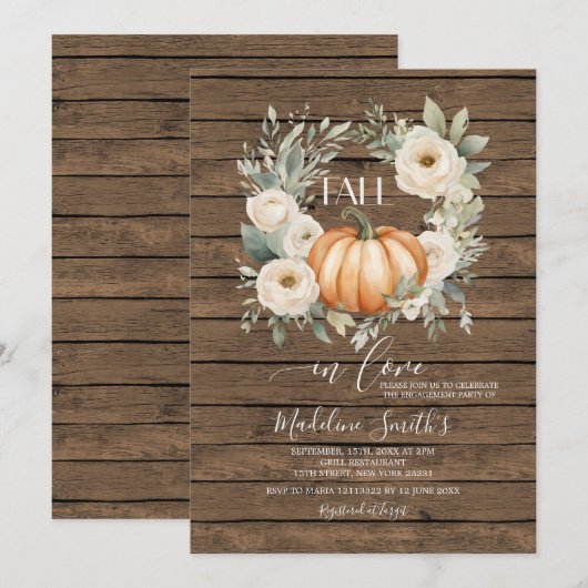 Verliefd worden Herfst Oranje Bloemige Verloving F Kaart (Voorkant / Achterkant)